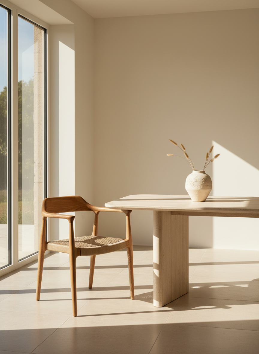 Finished dining room filled with daylight