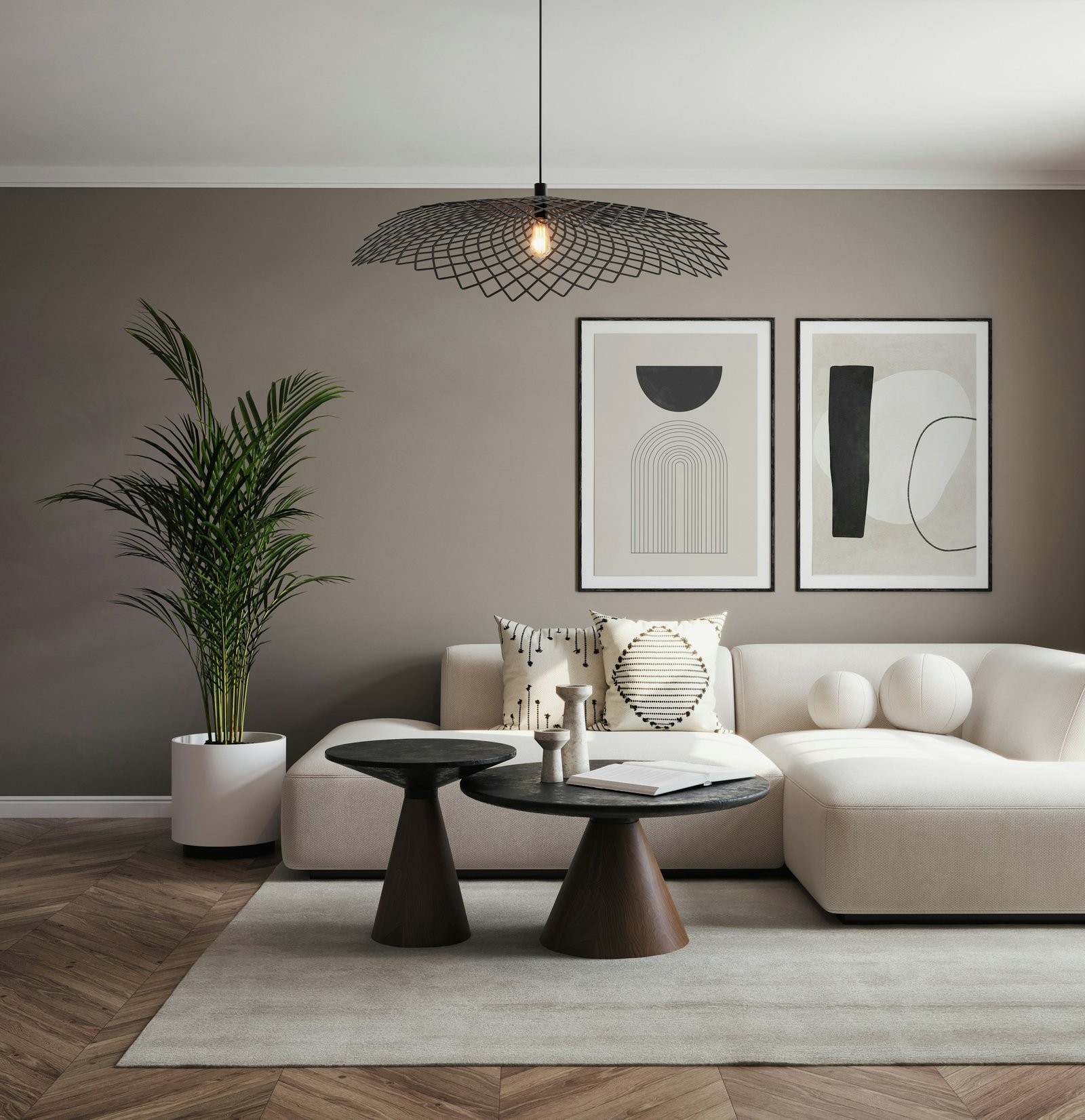 Modern living room with soft neutrals